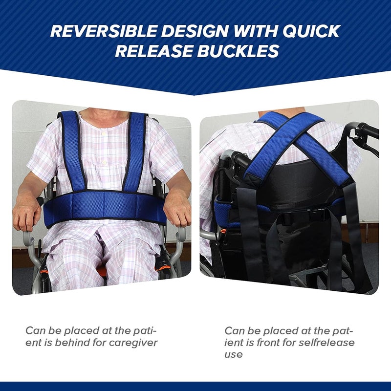 VOONKE Wheelchair Safety Belt Torso Support Vest, Adjustable Whole Body Safety Belt to Prevent Tilting or Falling, Suitable for Wheelchair Restraint Belts for Patients, The Elderly and The Disabled - Image 3